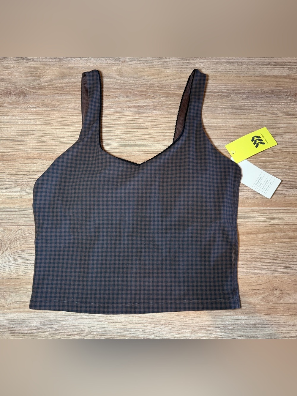 all in motion Brown & Black Checked athletic support tank top
